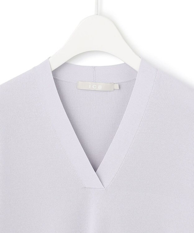 ICB 【洗える】 シンセティックフルニードル Vネックプルオーバー ライラックグレー系