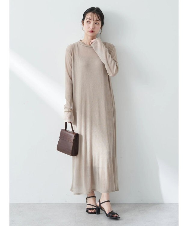 earth music&ecology ＳＥＴ２点シアーワンピース＋ペチワンピース