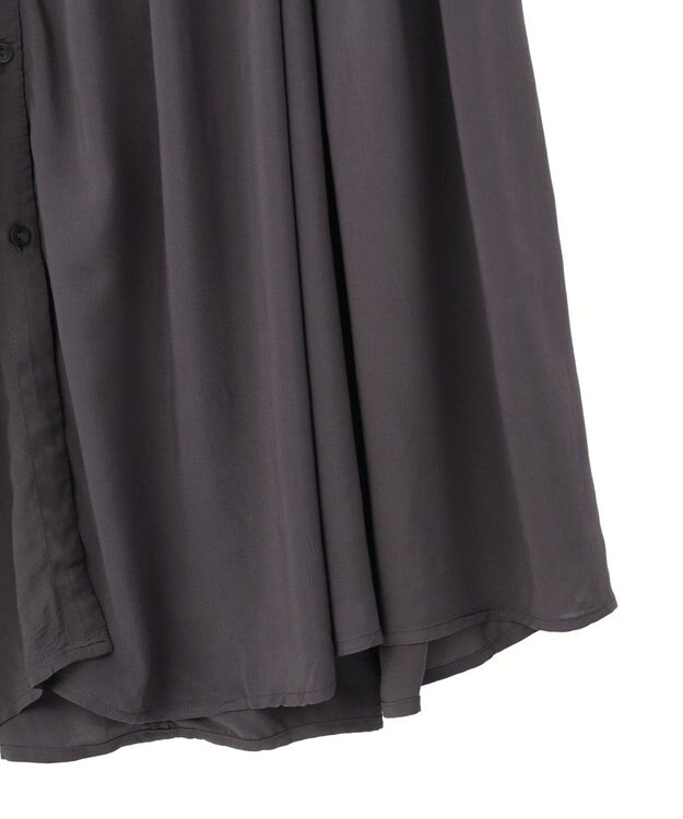 Green Parks スキッパーギャザーワンピース Charcoal Gray