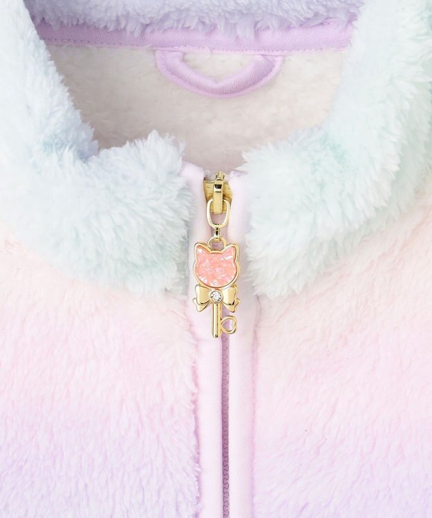 ANY KIDS 【ドッキング可能】ネコボアブルゾン ラベンダー×レインボー