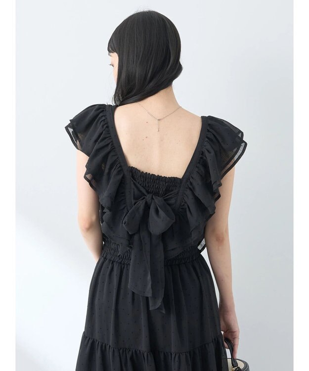 earth music&ecology フロッキードットフリルビスチェ Black