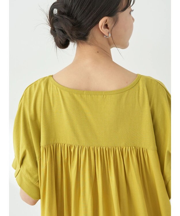 earth music&ecology ドロストギャザードッキングＴシャツ Yellow