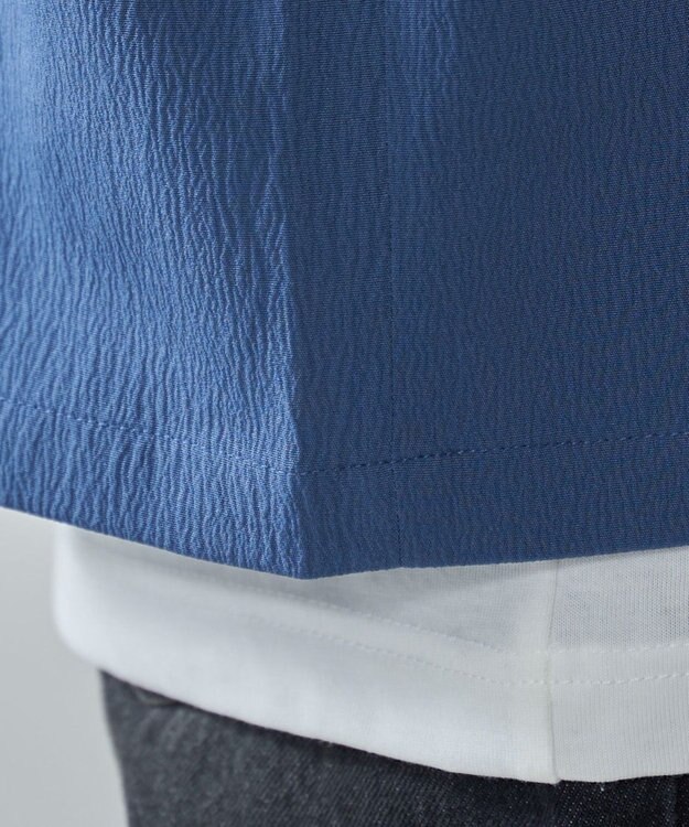 WEGO クレープオープンカラーシャツ（SS） ブルー