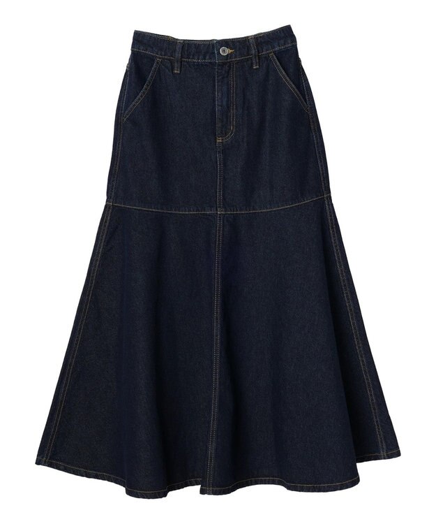 earth music&ecology ペプラムマーメイドデニムスカート Indigo
