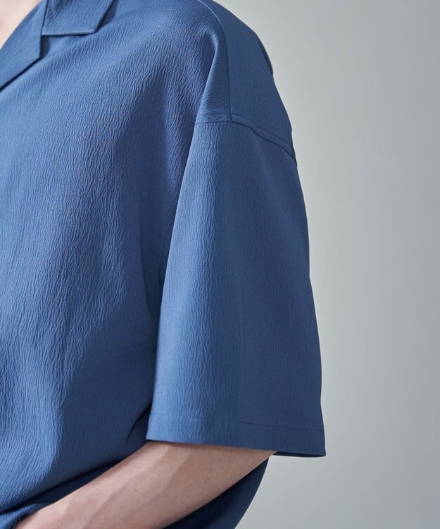 WEGO クレープオープンカラーシャツ（SS） ブルー