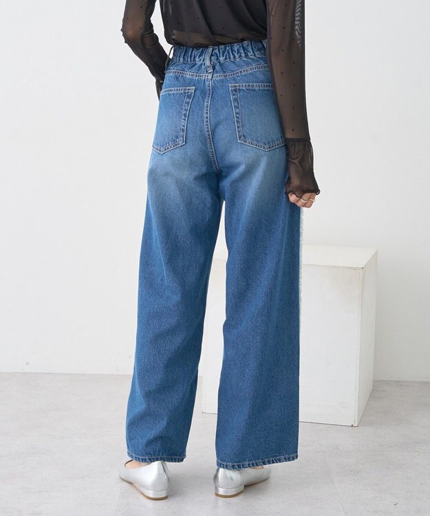 earth music&ecology ワイドフリンジデニムパンツ Indigo