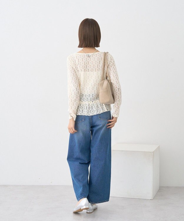 earth music&ecology ワイドフリンジデニムパンツ Indigo