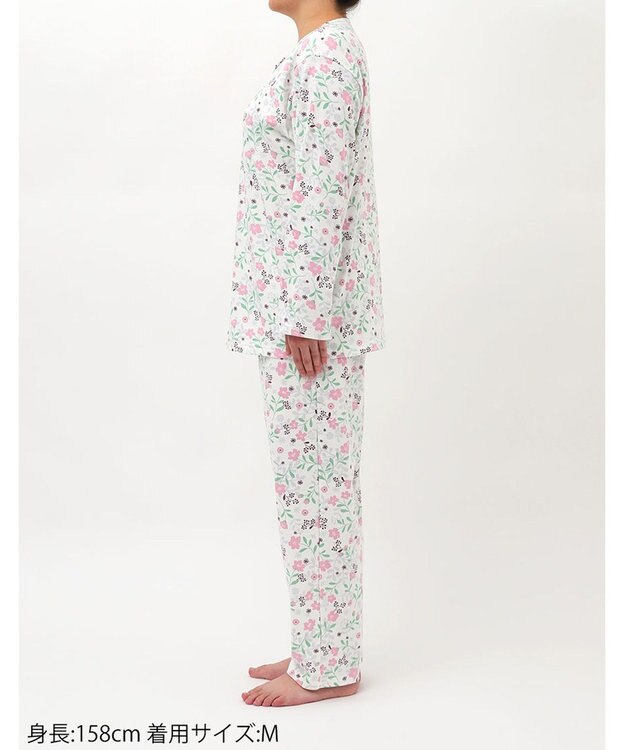 Wing 【数量限定　特別価格】 パジャマ 長袖 長ズボン 綿100％ スムース素材 レディース EP7993 ウイング／ワコール ピンク