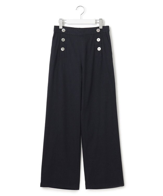 23区 【洗える】リネンヴィスコースストレッチ マリンパンツ ネイビー系