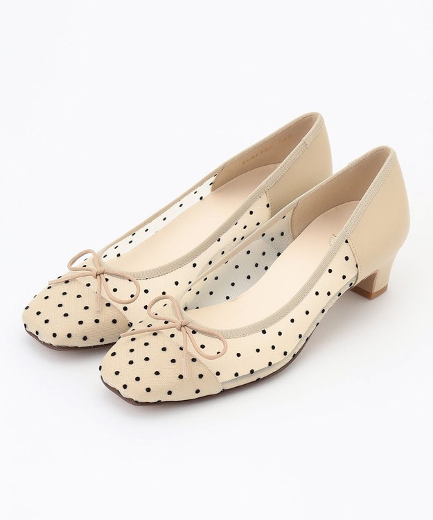 組曲 【WEB限定・低反発】チュールバレエパンプス ベージュ系