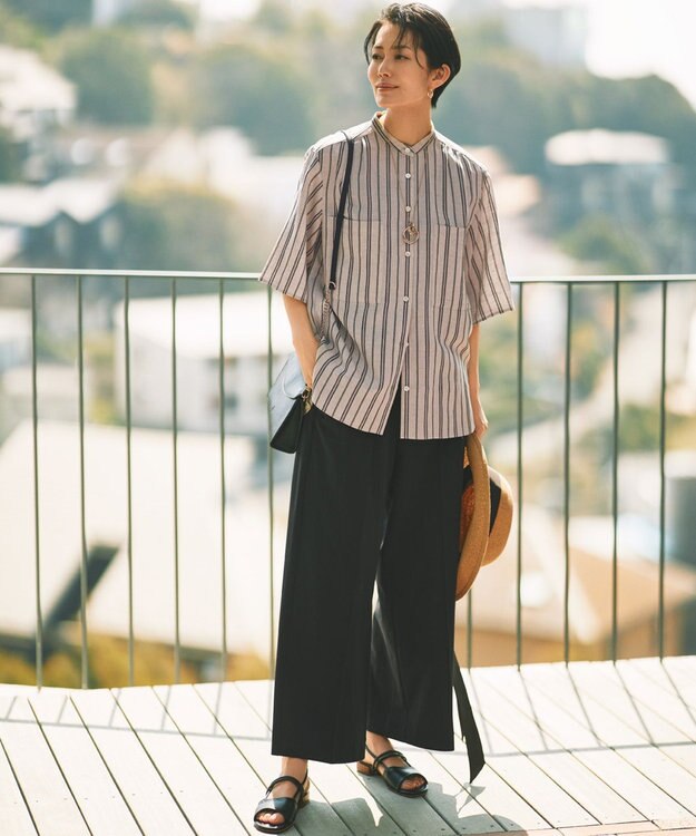 自由区 【カタログ掲載・セットアップ対応・接触冷感・UVカット・吸水速乾・抗菌防臭・洗える】ハイカウントモクロディ パンツ ブラック