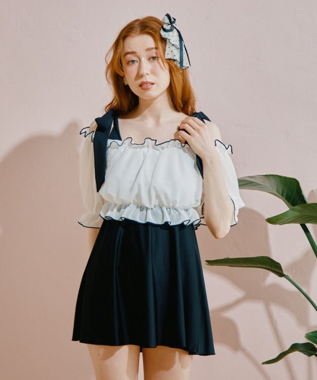 San-ai Resort（三愛水着楽園） WEB限定　Aラインワンピ9号・11号【Big Apple's（ビッグアップルズ）】 ホワイト