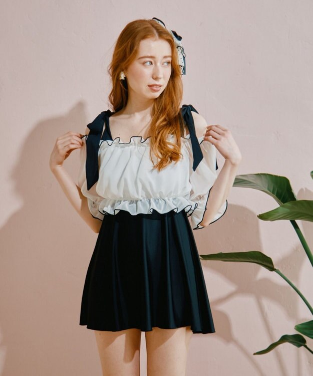 San-ai Resort（三愛水着楽園） WEB限定　Aラインワンピ9号・11号【Big Apple's（ビッグアップルズ）】 ホワイト