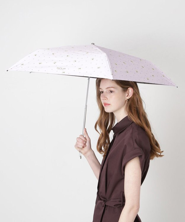 MOONBAT 【 遮光率100％/遮熱/UV/軽量】PAUL&JOE ACCESSOIRES(ポール&ジョー) 晴雨兼用日傘 ジプシー ネコ 折りたたみ傘 ライトパープル