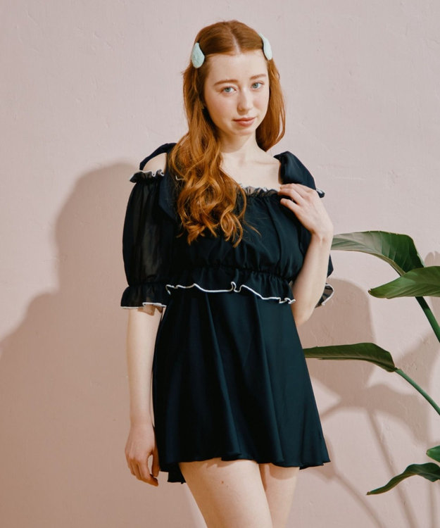 San-ai Resort（三愛水着楽園） WEB限定　Aラインワンピ9号・11号【Big Apple's（ビッグアップルズ）】 クロ