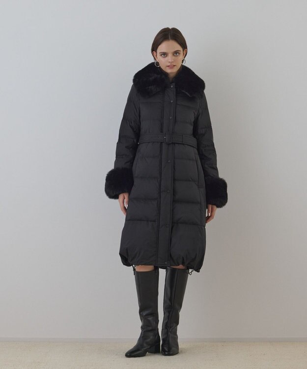 GRACE CONTINENTAL ファーカラーロングダウン ブラック