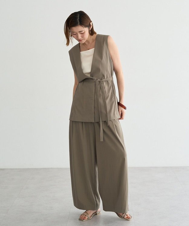 YECCA VECCA ドライタッチストレッチワイドパンツ Black