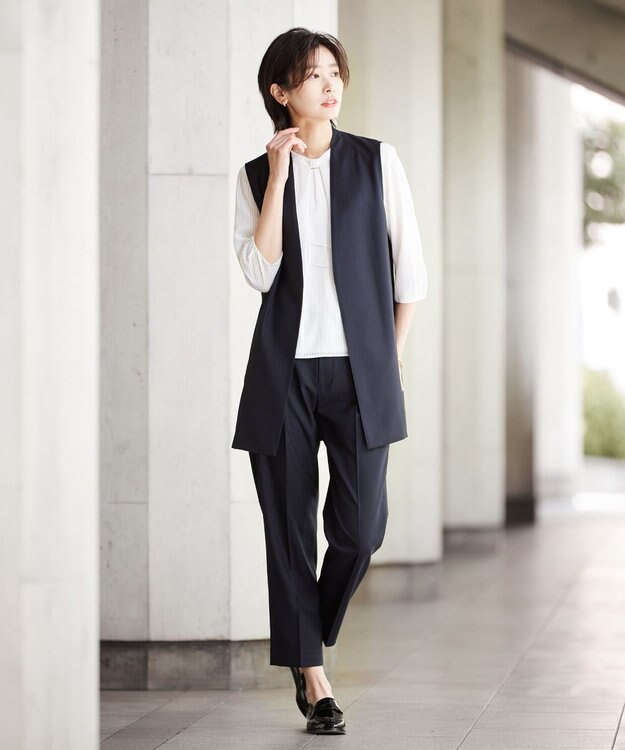 J.PRESS LADIES L シャドーストライプ ボウタイ カットソー ホワイト系1