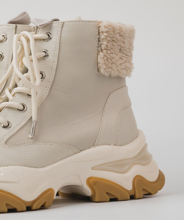 BONTRE 【PRECIEUX JOUET/プレシュウジュエ】ボリュームソールボアハイカットスニーカー オフホワイト