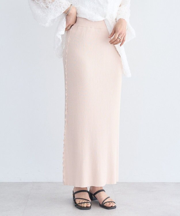 earth music&ecology サイドメローリブニットスカート Light Pink