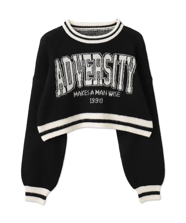 WEGO ラインリブフラッフィーショートニット ブラック