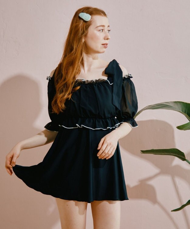 San-ai Resort（三愛水着楽園） WEB限定　Aラインワンピ9号・11号【Big Apple's（ビッグアップルズ）】 クロ