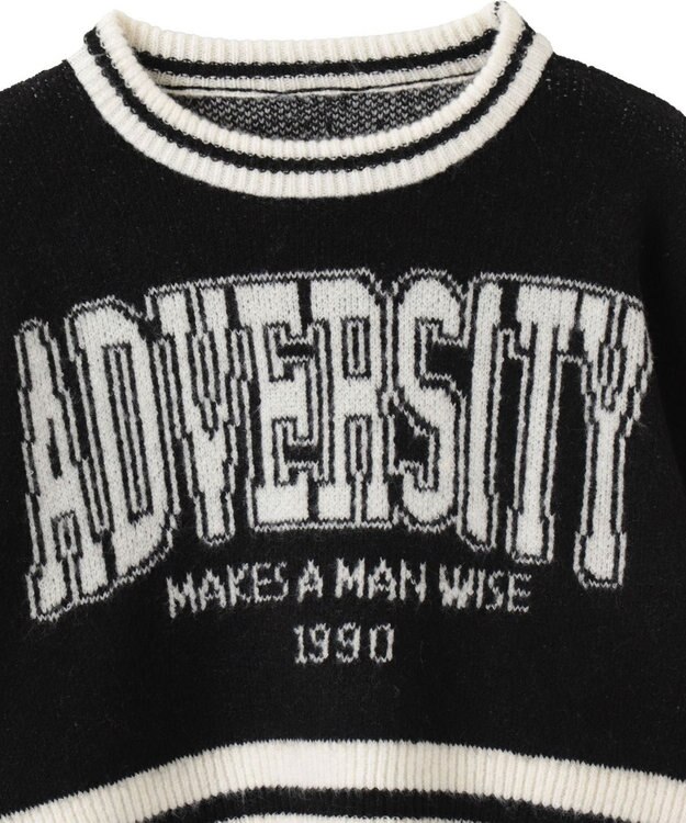 WEGO ラインリブフラッフィーショートニット ブラック