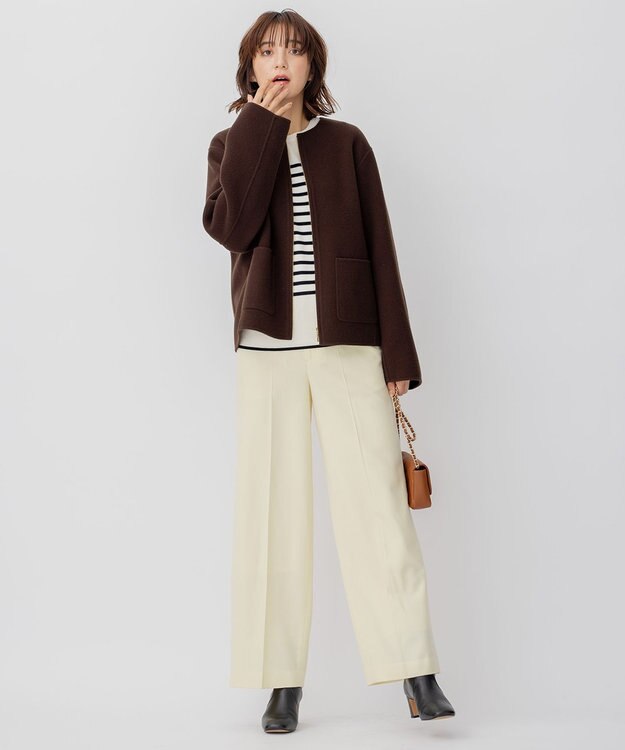 23区 ウールリバー ショートコート ダークブラウン系