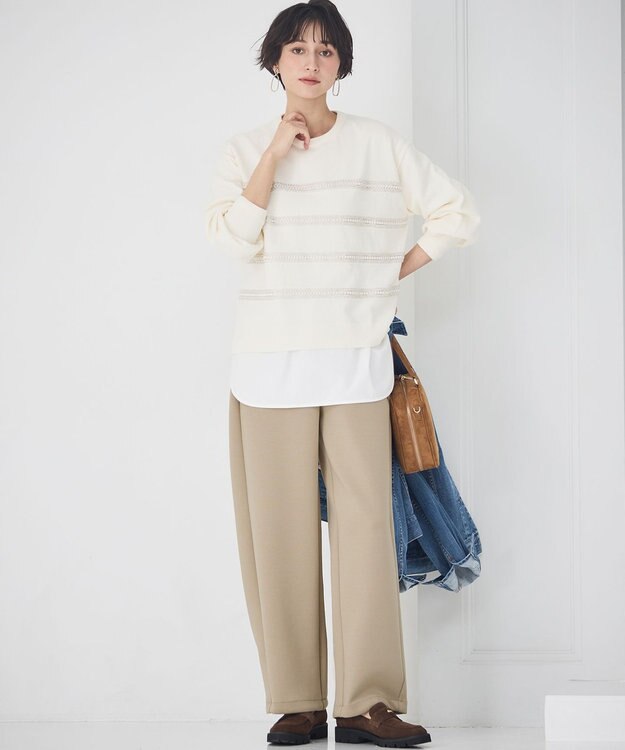 23区 L 【洗える】コットンエアーダンボール 2WAY カーヴィー パンツ ベージュ系