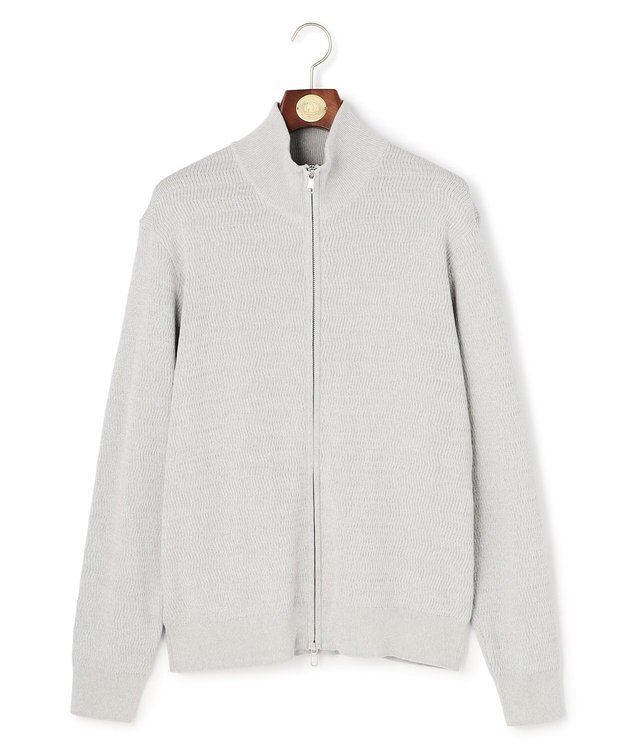 J.PRESS MEN ギマコットンフルジップ カーディガン ライトグレー系