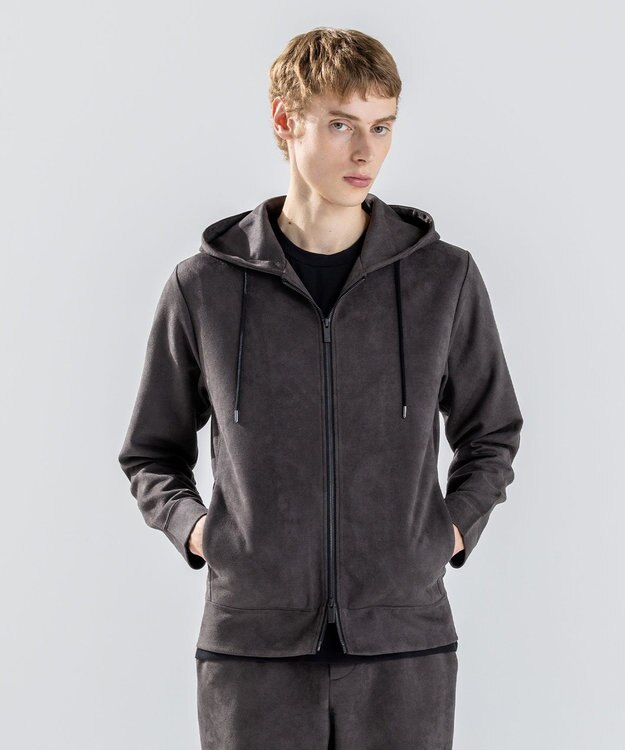 JOSEPH HOMME 【WEB・一部店舗限定  】レザーライクポンチ　ジップアップパーカー グレー系
