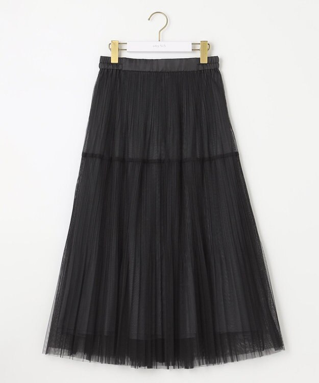 ANY SIS 【美人百花7月号掲載】プリーツチュールティアード スカート ブラック