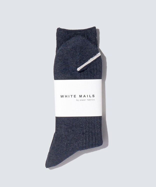 WHITE MAILS PAPER RIB CREW SOCKS ソックス コン
