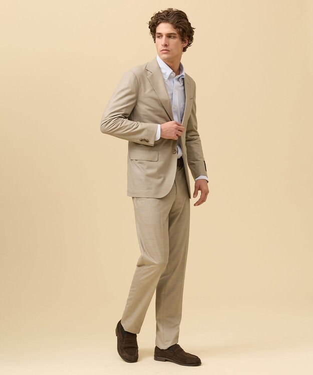 J.PRESS MEN 夏に嬉しい6つの高機能【セットアップ対応】【J.PRESS-POOL WOOL】ジャージーセットアップ ジャケット ベージュ系