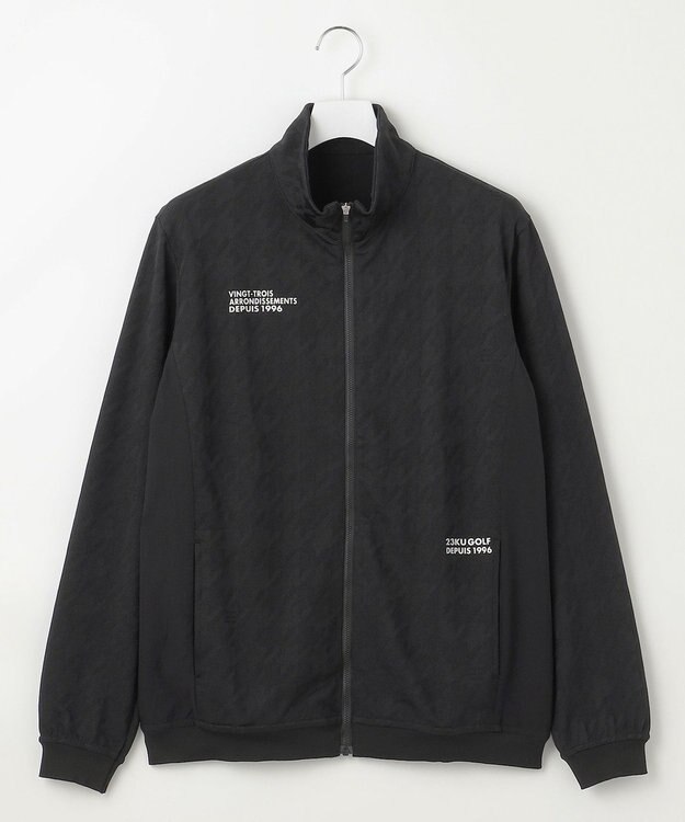 23区GOLF 【MEN】【UVカット】千鳥ジャカードニットブルゾン ブラック系