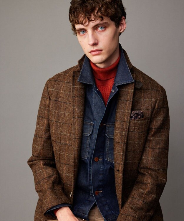 JOSEPH ABBOUD 【ツィード/UKファブリック】 ツイード　ウィンドーベン ジャケット ダークブラウン系4