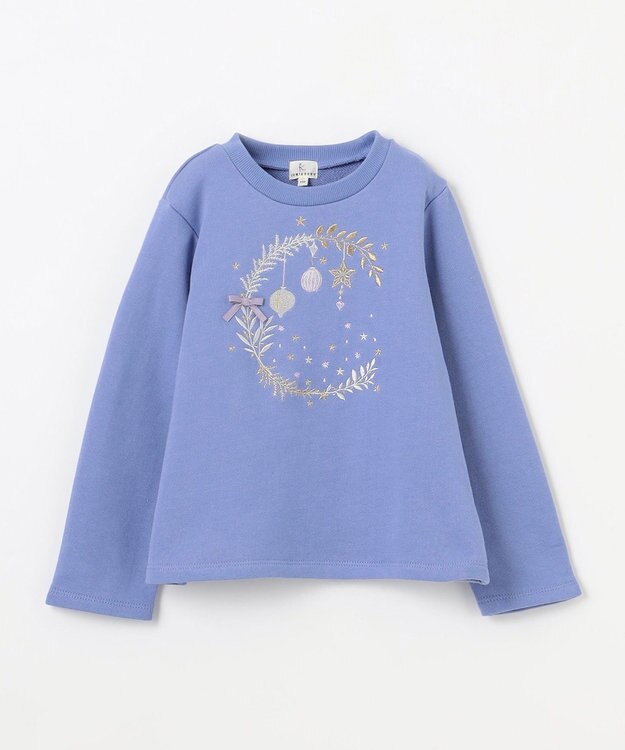 組曲 KIDS 【110-140㎝】オーナメント刺繍 トレーナー アネモネブルー系