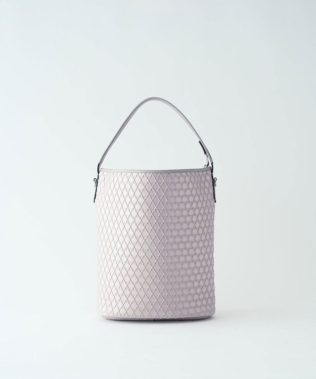 MIYABIYA LAQUOH【撥水加工】篭目柄エンボスボンディング バケツ型2WAYショルダー ライトグレー