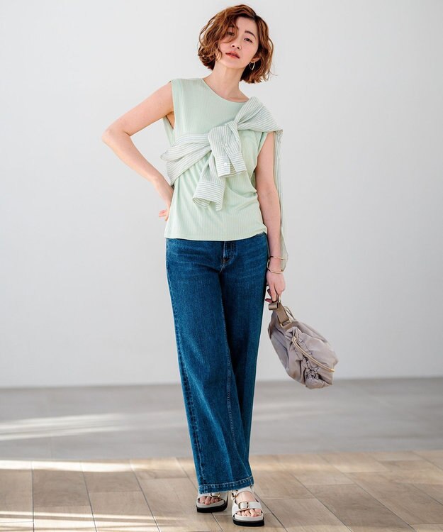 23区 S 【洗える】マルチ機能 プルオーバー カットソー スモーキーグリーン系