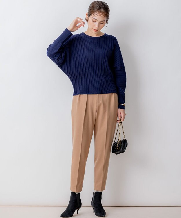 組曲 2WAYウォームストレッチ テーパード パンツ キャメル系