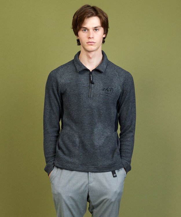 JOSEPH ABBOUD MOUNTAIN 【吸湿発熱/蓄熱保温/ソフト】ソフトウォームワッフル ポロシャツ グレー系