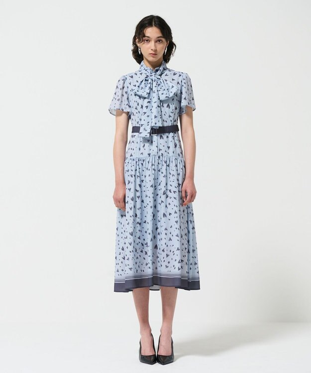 GRACE CONTINENTAL ハートレオパードプリントワンピース ブルー