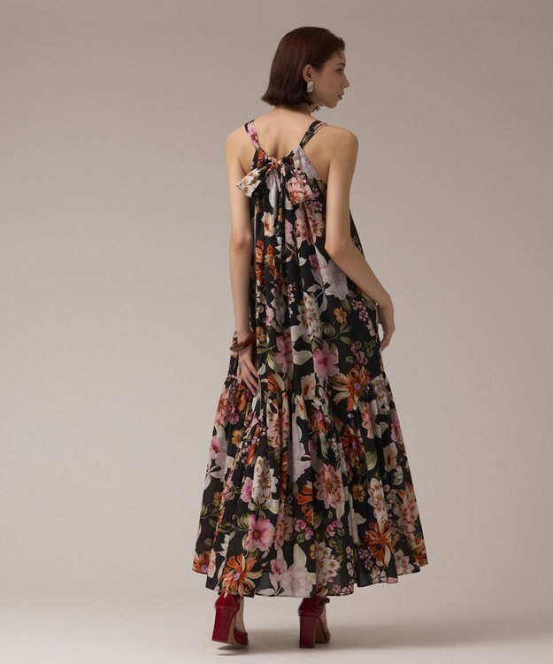 GRACE CONTINENTAL フラワープリントキャミドレス ブラック