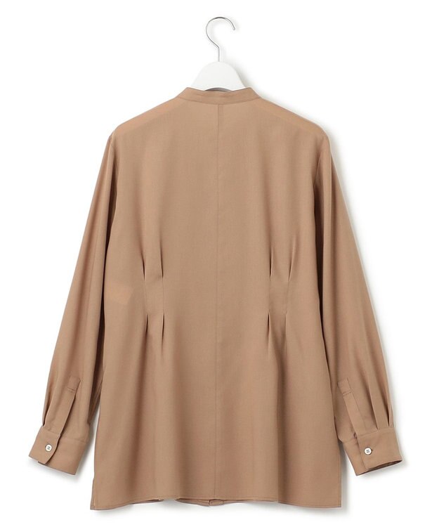 23区 【洗える】キュアセルツイル ウエストタック ブラウス キャメル系