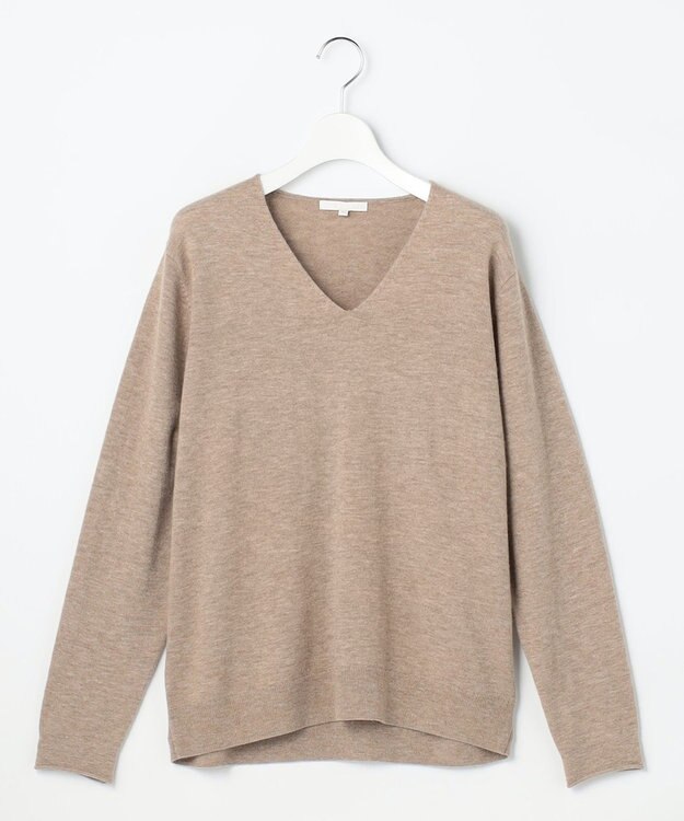 自由区 S 【SHIHOさん着用】ウールハイゲージVネック ニット ベージュ