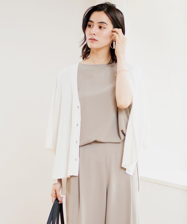 UNFILO ハーフスリーブ畔カーディガン オフ