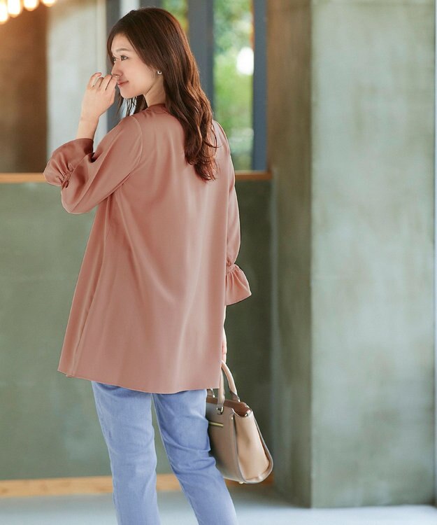 Tiaclasse 【洗える】アシメタックネックチュニックブラウス ピンク