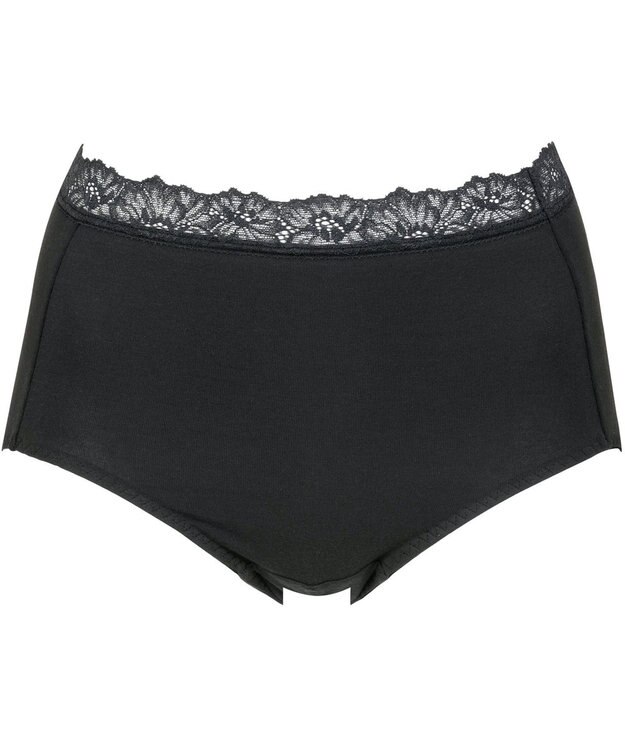 Wing サニタリーショーツ 綿混素材(身生地部) ナプキンがズレにくい仕様 ウエストがくいこみにくい 生理用ショーツ 深ばき はきこみ丈ふかめ EC8590 ウイング／ワコール ブラック