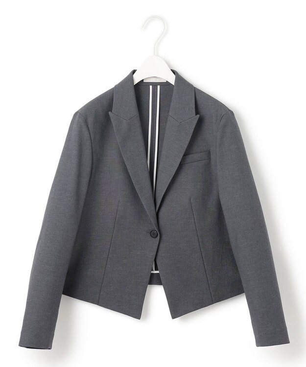 ICB 【接触冷感・UVケア・撥水・洗える】LooseWeave クロップドジャケット チャコール系