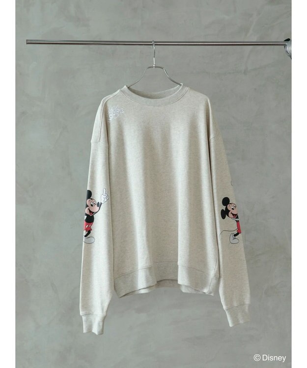 Green Parks ミッキーマウス・クラブ／袖アート裏毛プルオーバーⅡ Gray Mixture